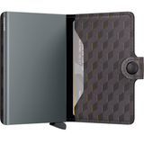 Secrid Miniwallet in optical grey with yellow accents, compact leather wallet with card slots and secure metal RFID protection.