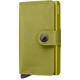 Secrid Miniwallet Crisple in lime green showing front view with card slots and compact design.