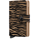 Secrid Miniwallet in beige flocked leather showing front view with card slots and sleek compact design.