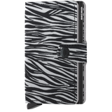 Secrid Miniwallet in light grey flocked leather showing front view with card slots and sleek compact design.
