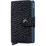 Secrid Miniwallet in blue flocked leather showing front view with card slots and sleek compact design