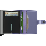 Secrid Miniwallet in metallic finish, open view showing card slots and compact design for secure card storage.