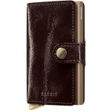 Secrid Premium Miniwallet Naplak in mahogany with a smooth leather finish, front view showing compact design and card slots.