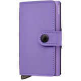 Secrid Miniwallet Yard in lilac with front view showing compact leather wallet with card slots and sleek design.