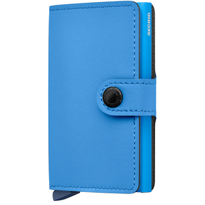 Secrid Miniwallet Yard in ultra blue, compact leather wallet with card slots and sleek design, front view.