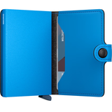 Secrid Miniwallet Yard in ultra blue, compact leather wallet with card slots and metal RFID protection.