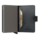 Black Secrid Miniwallet Mirum with card slots and compact design, showcasing its sleek, minimalist leather wallet style.