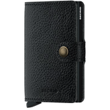 Secrid Miniwallet in black vegan leather showing front view with card slots and compact design for everyday use.