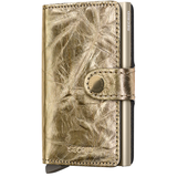 Secrid Miniwallet Crunch in gold with front view showing compact leather wallet with card slots and sleek design.