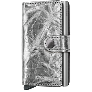 Secrid Miniwallet Crunch in silver, featuring a compact design with card slots and a sleek, modern appearance.