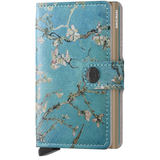 Secrid Miniwallet Art in Mar Almond Blossom, showing the front view with floral design and compact leather wallet features.
