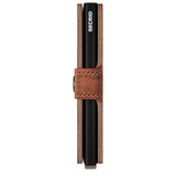 Secrid Miniwallet Dutch-Martin in whiskey leather, showing two sides with card slots and sleek design.