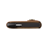 Secrid Premium Miniwallet Basco with whiskey-colored leather and compact design, showcasing card slots and sleek style.