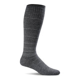 Men's Sockwell Circulator sock in denim, mid-length style with cushioned sole and compression features, designed for comfort and support.