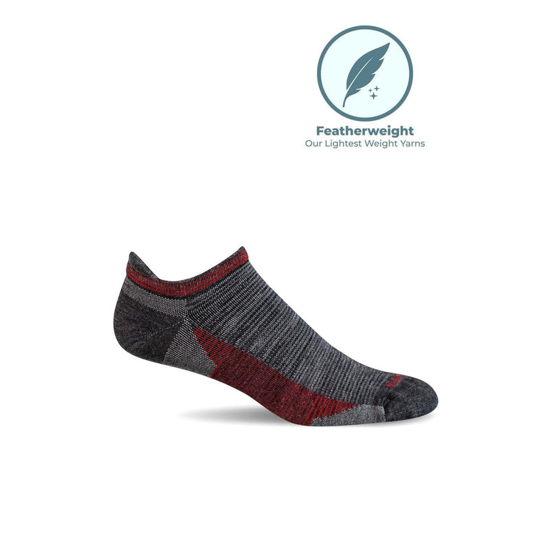 Men's Sockwell Cadence Micro sock in charcoal, featuring a close-up of the soft, textured fabric and reinforced heel and toe.