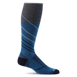 Men's Sockwell Pulse Ocean compression socks in size large, featuring a blue and teal wave pattern for comfort and style.