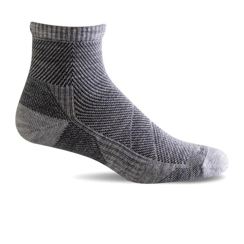 Men's Sockwell Elevate Quarter sock in light grey, made with comfortable, breathable fabric for everyday wear.