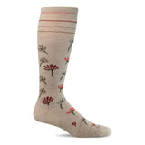 Pink Sockwell Field Flower compression socks featuring floral pattern, designed for comfort and style.