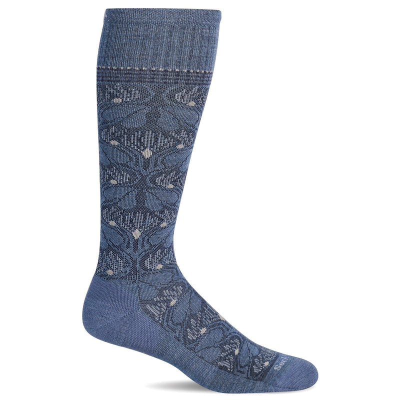 Sockwell Women's Floral Tapestry Compression Socks in blue, featuring vibrant floral patterns and supportive ankle compression.