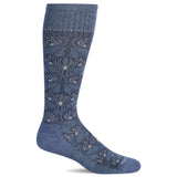 Sockwell Women's Floral Tapestry Compression Socks in blue, featuring vibrant floral patterns and supportive ankle compression.