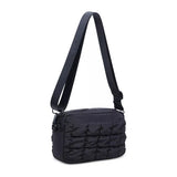Black Sol & Selene quilted nylon crossbody bag with adjustable strap and sleek design, perfect for casual outings.