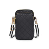 Black quilted Sol & Selene Divide & Conquer crossbody bag with adjustable strap and sleek design.