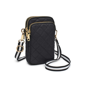 Black Sol & Selene Divide & Conquer quilted crossbody bag with adjustable strap and compact design.