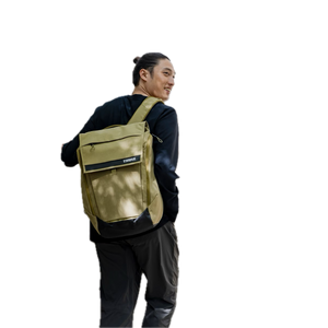 Thule Paramount Backpack 26L with multiple compartments, padded straps, and sleek black design for daily use and travel.