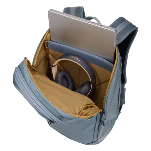 Thule Chasm laptop backpack with 26L capacity, featuring multiple compartments and padded straps for comfortable carrying.