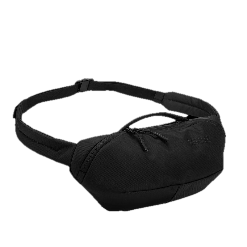 Thule Subterra 2 Sling Bag 3L, compact black crossbody bag with adjustable strap and zippered compartments.