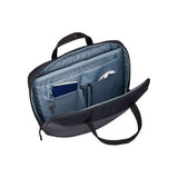 Black Thule Subterra 2 14-inch attaché briefcase with sleek design and sturdy handle for professional use.