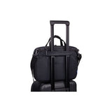 Black Thule Subterra 2 14-inch attaché briefcase with padded laptop compartment and sturdy handle for professional use.