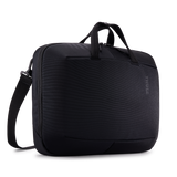 Black Thule Subterra 2 Attaché 16-inch briefcase with secure handle and sleek design, ideal for professional use.