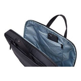 Black Thule Subterra 2 Attaché 16-inch briefcase with sleek design and sturdy handle, ideal for professional carrying.