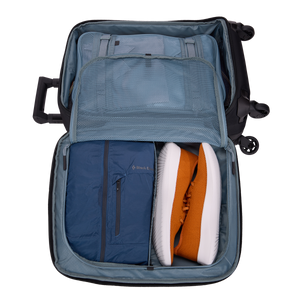 Black Thule Subterra 2 carry-on spinner luggage with 35L capacity, lightweight and durable for travel.