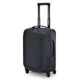 Black Thule Subterra 2 Carry-On Spinner luggage with 35L capacity, featuring four wheels and a sleek, durable design.