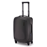 Black Thule Subterra 2 Carry-On Spinner 35L luggage with four wheels and telescoping handle, designed for travel convenience.