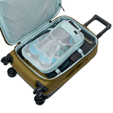 Thule Aion carry-on spinner luggage with four wheels, durable hard shell, and ergonomic handle for easy travel.