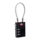 Thule TSA cable lock with key, sturdy metal cable and combination lock for securing luggage or travel gear.