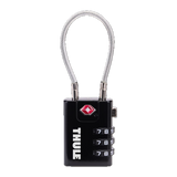 Thule TSA cable lock with key and combination options, designed for securing luggage and travel bags.