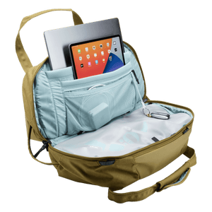 Thule Aion 35L duffel bag with durable fabric, carrying handles, and a spacious main compartment for travel gear.