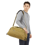 Thule Aion 35L Duffel Bag in Nutria color, lightweight and durable for travel and outdoor adventures.