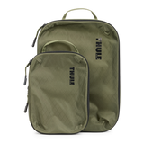 Thule Compression Cube Set of packing organizers in white, designed for efficient travel storage and organization.