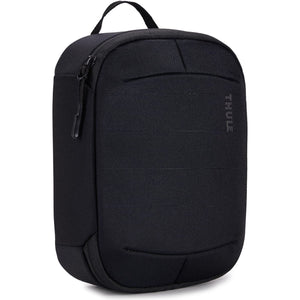 Thule Subterra 2 Powershuttle Plus tech kit in black, organized with compartments for electronics and accessories.