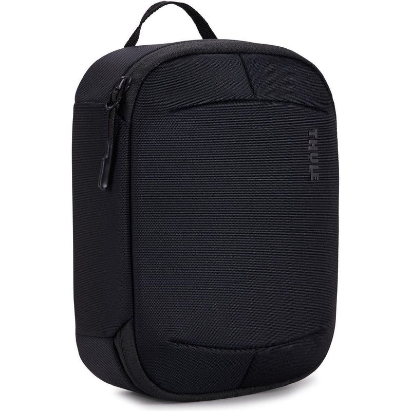 Thule Subterra 2 Powershuttle Plus tech kit in black, organized with compartments for electronics and accessories.