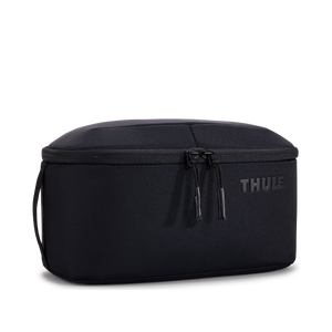 Black Thule Subterra 2 toiletry bag with compact design and multiple compartments for travel essentials.