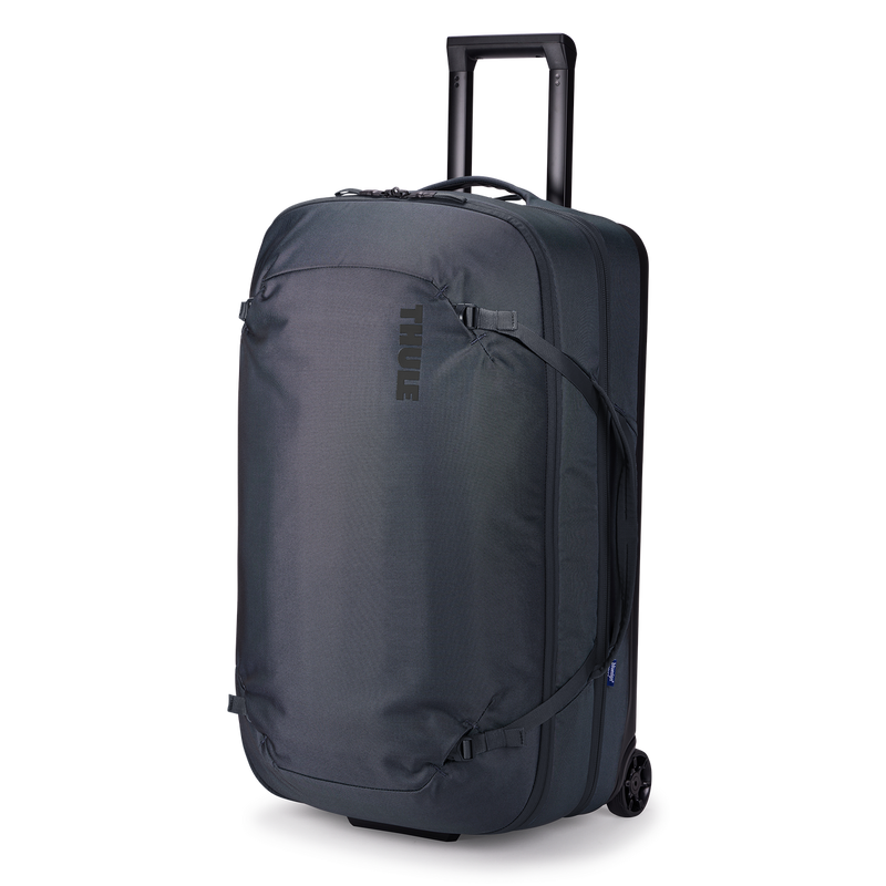 Thule Subterra 2 90L wheeled duffel bag with sturdy wheels and spacious storage, ideal for travel and luggage.