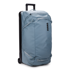 Thule Chasm wheeled checked duffel bag with sturdy wheels, large main compartment, and durable fabric for travel.