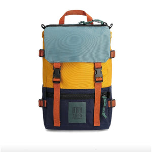 Mini Rover Pack backpack by Topo Designs in durable fabric with adjustable straps and multiple compartments.