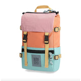 Topo Designs Rover Pack Mini backpack with adjustable straps and front pocket, shown in a sleek, compact design.
